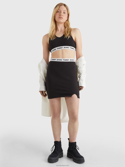 logoga vöökoht bodycon miniseelik RJV622469 must Tommy Hilfiger