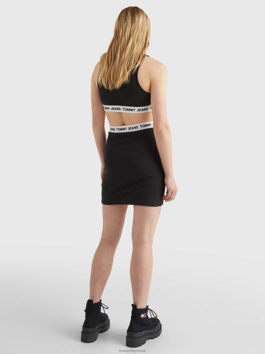 logoga vöökoht bodycon miniseelik RJV622469 must Tommy Hilfiger