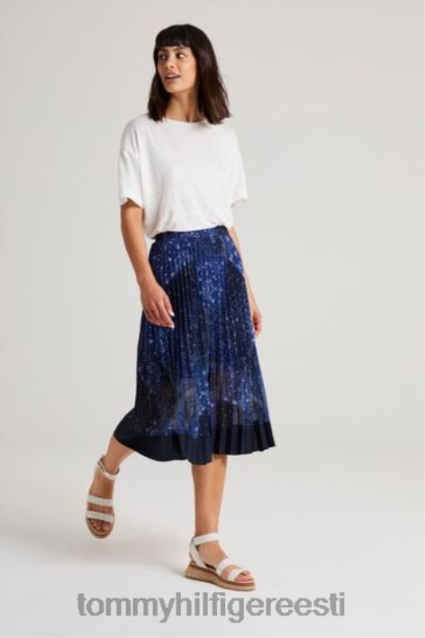 paisley plisseeritud midi seelik RJV623343 sinine Tommy Hilfiger