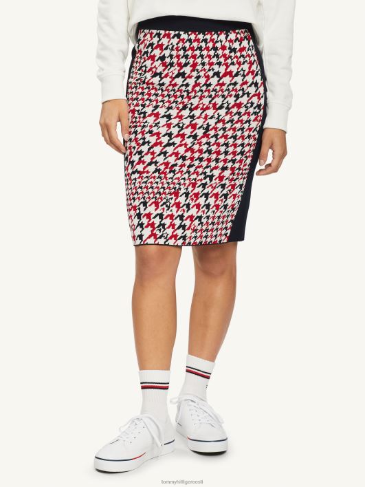 pliiatsiga põlvini seelik RJV622496 kolmevärviline hagijahammas Tommy Hilfiger