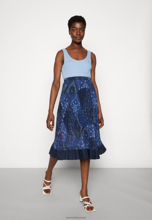 plisseeritud midiseelik pliiatsiseelik RJV625241 kõrbe taevas Tommy Hilfiger