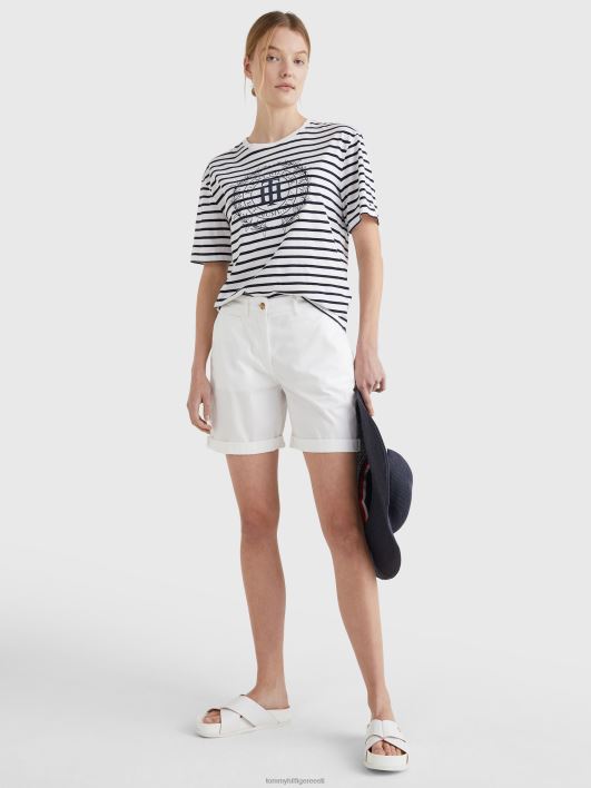 Bretooni triibuga lõdvestunud t-särk RJV622749 bretoni triip/ekru kõrbetaevas Tommy Hilfiger