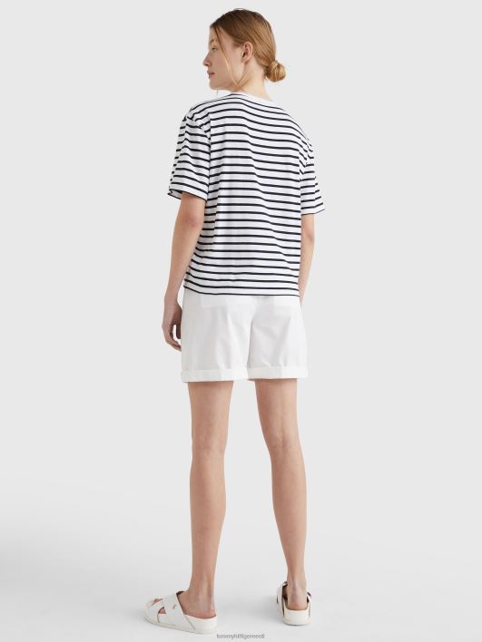 Bretooni triibuga lõdvestunud t-särk RJV622749 bretoni triip/ekru kõrbetaevas Tommy Hilfiger