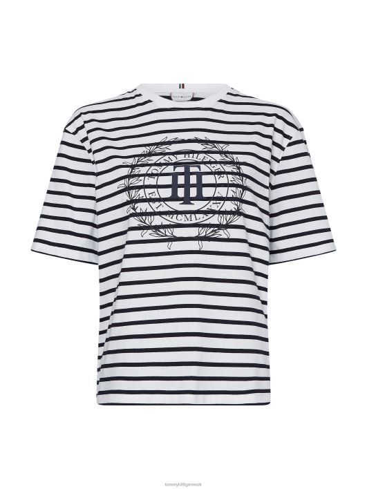 Bretooni triibuga lõdvestunud t-särk RJV622749 bretoni triip/ekru kõrbetaevas Tommy Hilfiger