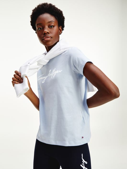 Crew kaelusega graafilise signatuuriga logoga T-särk RJV622729 tuuline sinine Tommy Hilfiger