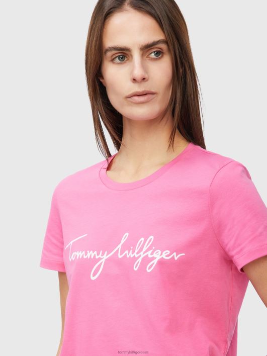 Crew kaelusega graafilise signatuuriga logoga T-särk RJV622757 särav roosa Tommy Hilfiger