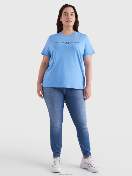 curve logoprint orgaanilisest puuvillast crew-kaelusega T-särk RJV622885 hortensia sinine Tommy Hilfiger