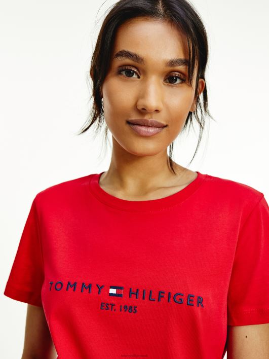 hädavajalik kaelusega logoga T-särk RJV622755 esmane punane Tommy Hilfiger