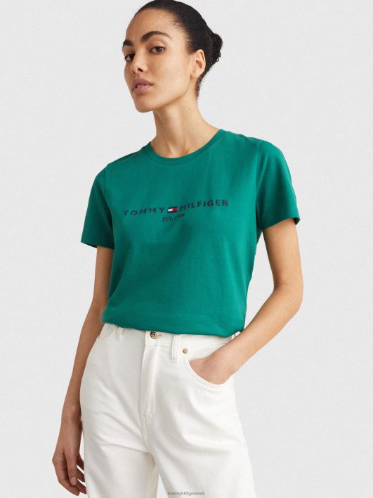 hädavajalik kaelusega logoga T-särk RJV622840 troopiline smaragd Tommy Hilfiger