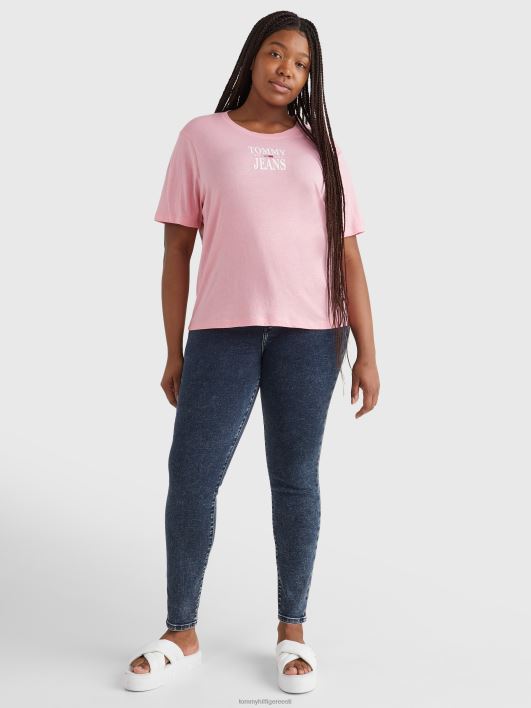 kõvera olulise logoga T-särk RJV622795 värske roosa Tommy Hilfiger