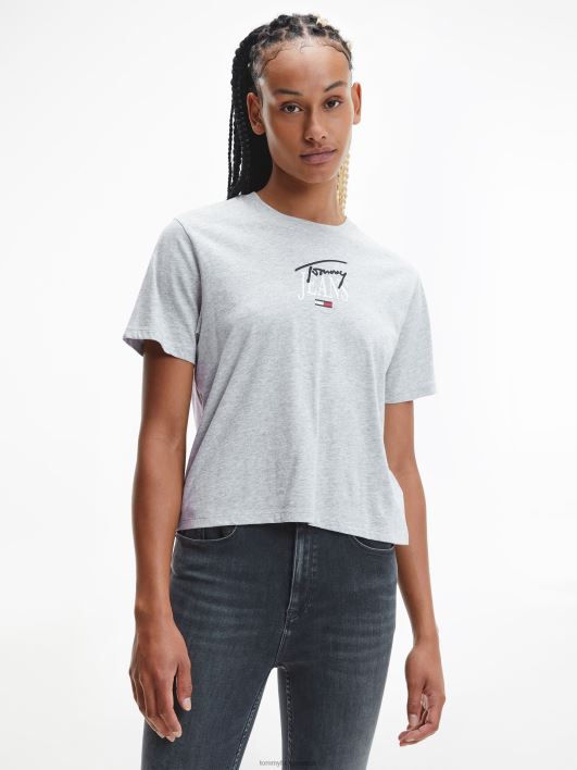 klassikaline essentsiaalne logoga tee RJV622876 helehall kanarbik Tommy Hilfiger