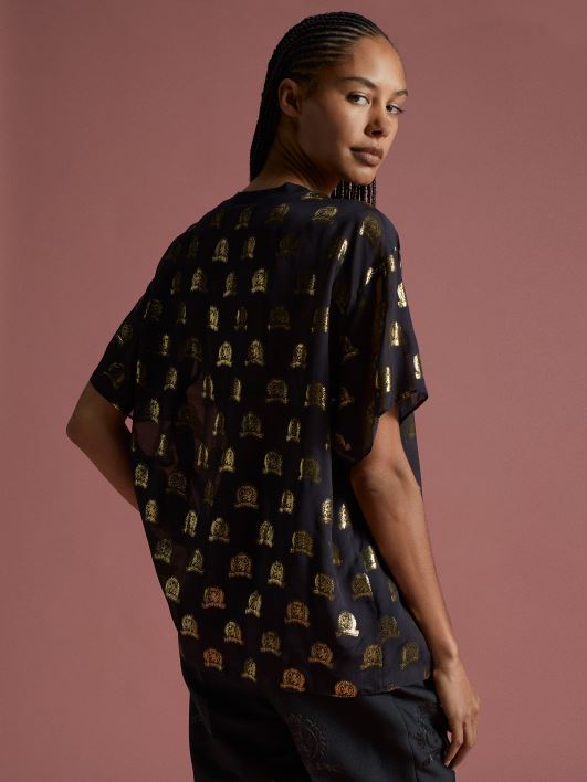 kollektsiooni crest viskoosist T-särk RJV622861 must Tommy Hilfiger