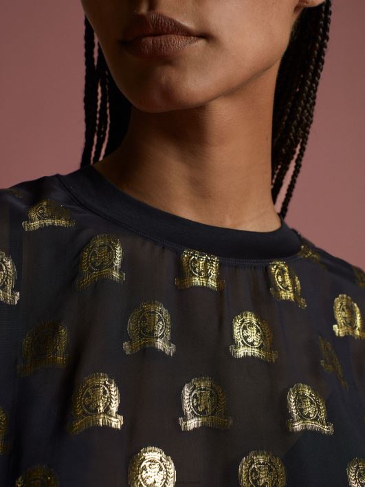 kollektsiooni crest viskoosist T-särk RJV622861 must Tommy Hilfiger