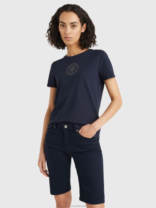 kristallist monogrammiga T-särk RJV622810 kõrbe taevas Tommy Hilfiger