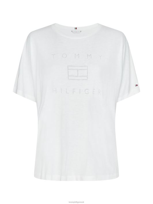 lõdvestunud läbipõlemislogoga T-särk RJV622737 th optika valge Tommy Hilfiger