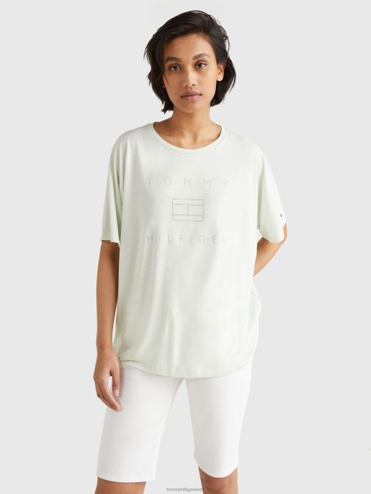 lõdvestunud läbipõlemislogoga T-särk RJV622738 aktsent roheline Tommy Hilfiger