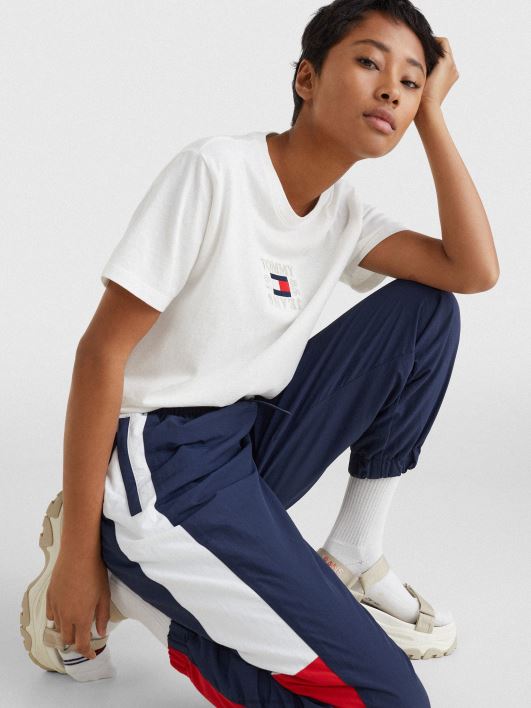 logoga lõdvestunud t-särk RJV622707 ekru Tommy Hilfiger