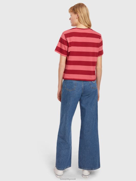 orgaanilisest puuvillast triibuline logoga T-särk RJV622872 jõhvikapurustus/arbuus Tommy Hilfiger