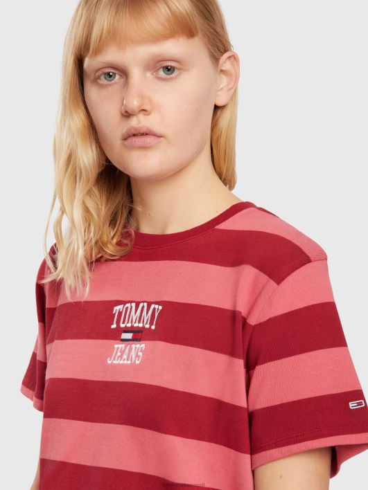 orgaanilisest puuvillast triibuline logoga T-särk RJV622872 jõhvikapurustus/arbuus Tommy Hilfiger