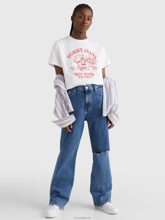 pitsamrusega lõdvestunud t-särk RJV622746 valge Tommy Hilfiger