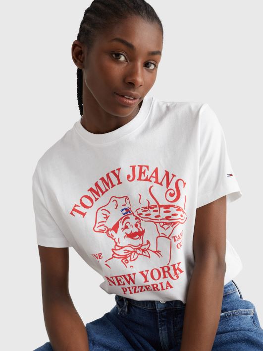 pitsamrusega lõdvestunud t-särk RJV622746 valge Tommy Hilfiger