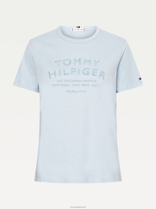 puhtast orgaanilisest puuvillast tikandiga T-särk RJV622853 tuuline sinine Tommy Hilfiger