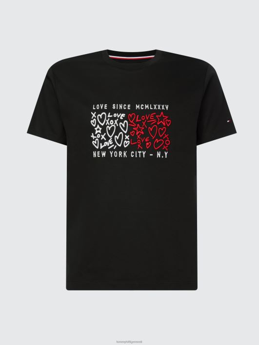 südamemustriga lühikeste varrukatega t-särk RJV622783 must Tommy Hilfiger