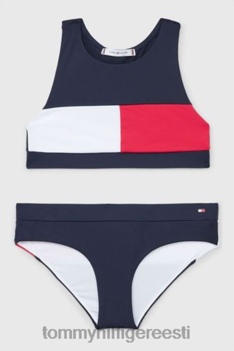 tüdrukute crop top logoga bikiinikomplekt RJV623133 mereväe sinine Tommy Hilfiger