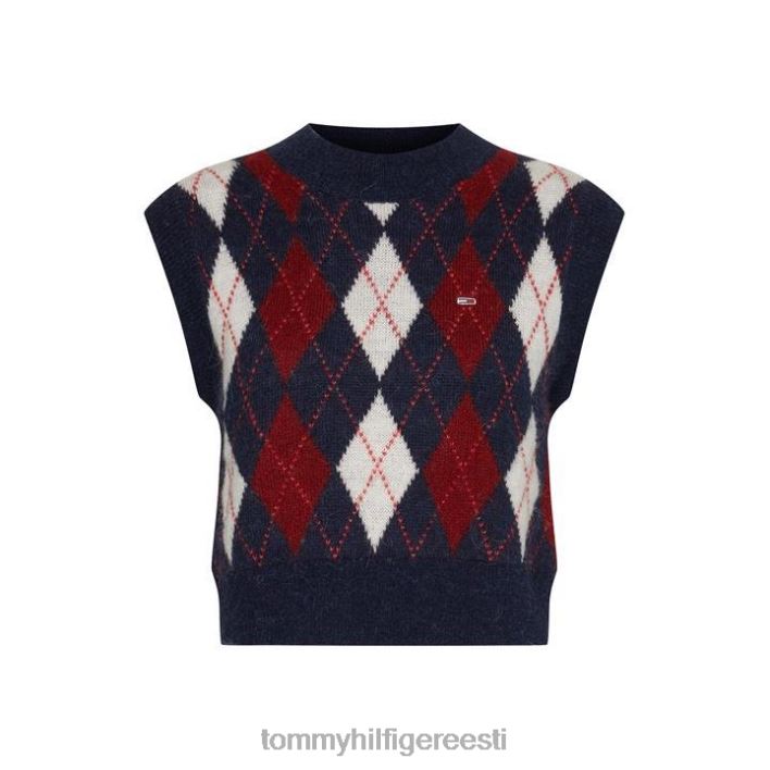 crop argyle vest RJV6220434 twilightt navy c87 Tommy Hilfiger