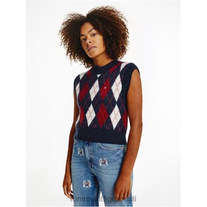 crop argyle vest RJV6220434 twilightt navy c87 Tommy Hilfiger