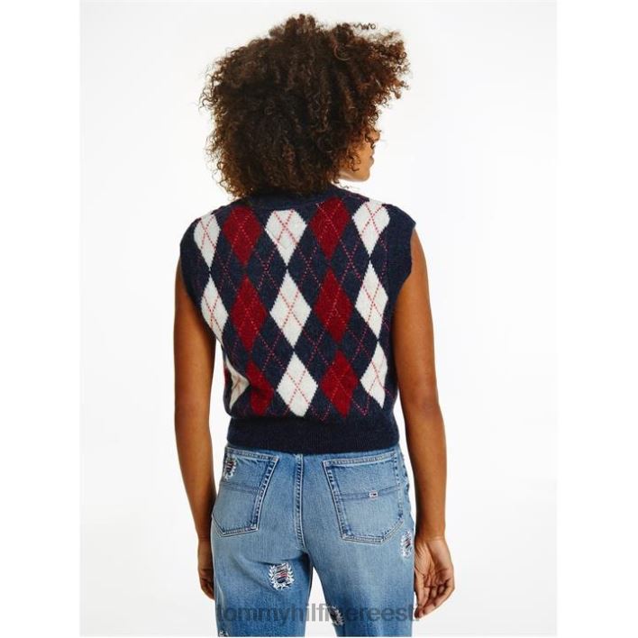 crop argyle vest RJV6220434 twilightt navy c87 Tommy Hilfiger