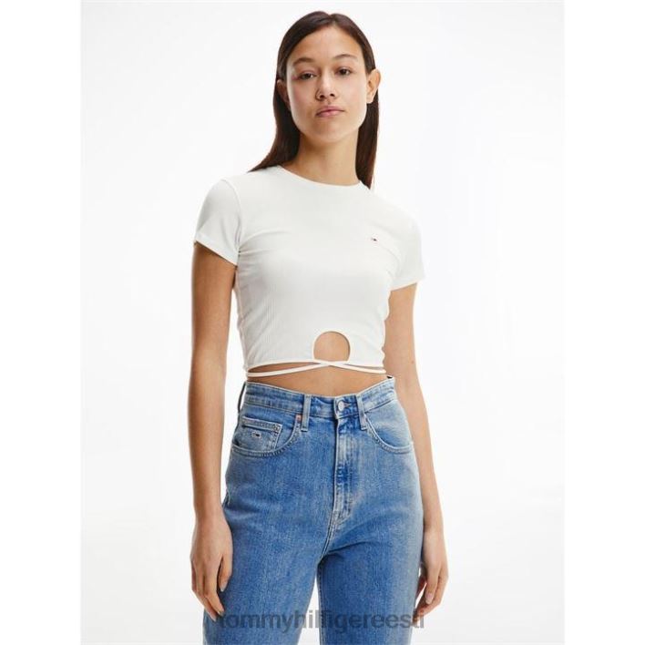 crop rib ees sõlme tee RJV6220566 ekru Tommy Hilfiger