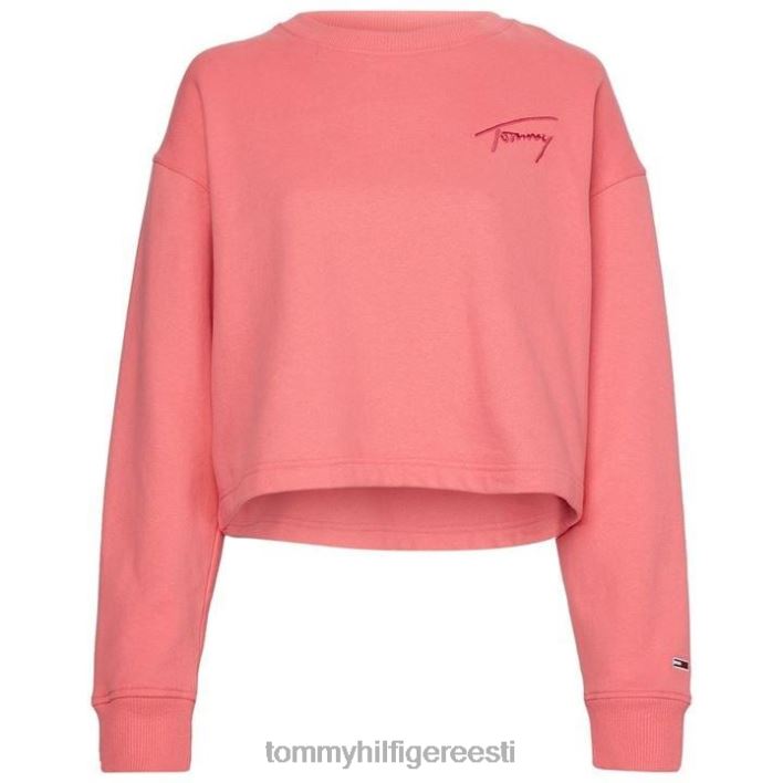 crop tommy signature crew kampsun RJV6220634 aed roos Tommy Hilfiger