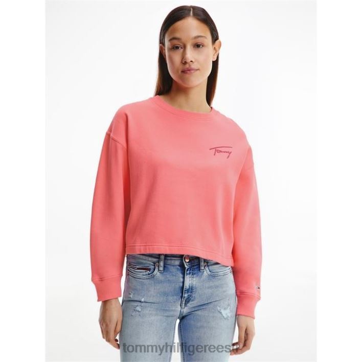 crop tommy signature crew kampsun RJV6220634 aed roos Tommy Hilfiger