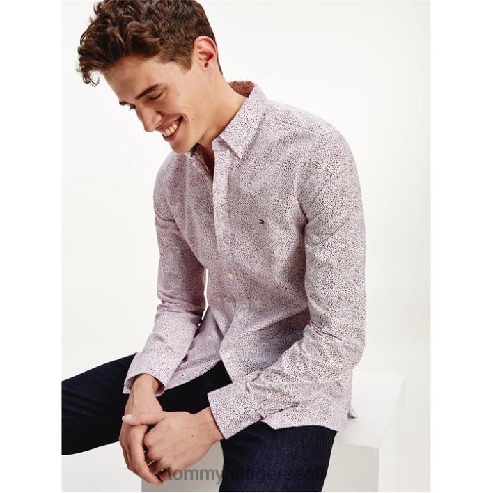 õhuke mikro lilleline särk RJV6220305 valge/punane/merepunane 0k5 Tommy Hilfiger