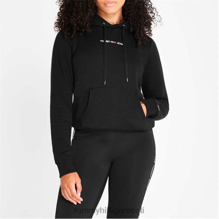 lineaarne logoga kapuuts RJV6219811 mustad voodid Tommy Hilfiger