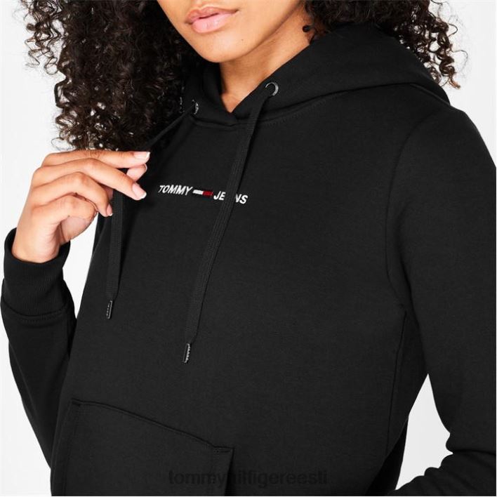 lineaarne logoga kapuuts RJV6219811 mustad voodid Tommy Hilfiger