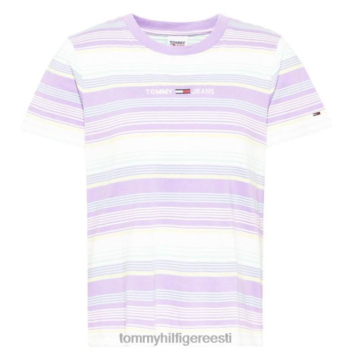 lineaarse triibuga T-särk RJV6220391 violetne vlk Tommy Hilfiger