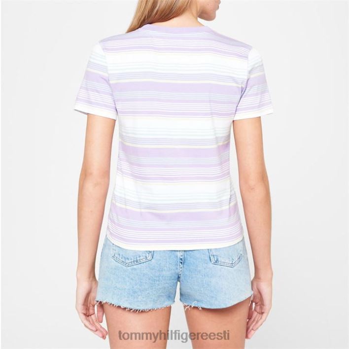 lineaarse triibuga T-särk RJV6220391 violetne vlk Tommy Hilfiger