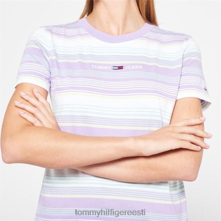 lineaarse triibuga T-särk RJV6220391 violetne vlk Tommy Hilfiger