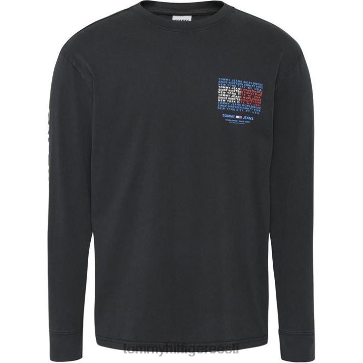 pikkade varrukatega vintage lipuga T-särk RJV6220527 mustad voodid Tommy Hilfiger