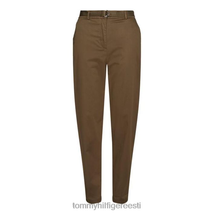 puuvillased satiinist kitsenevad chino püksid RJV6220576 armee roheline Tommy Hilfiger