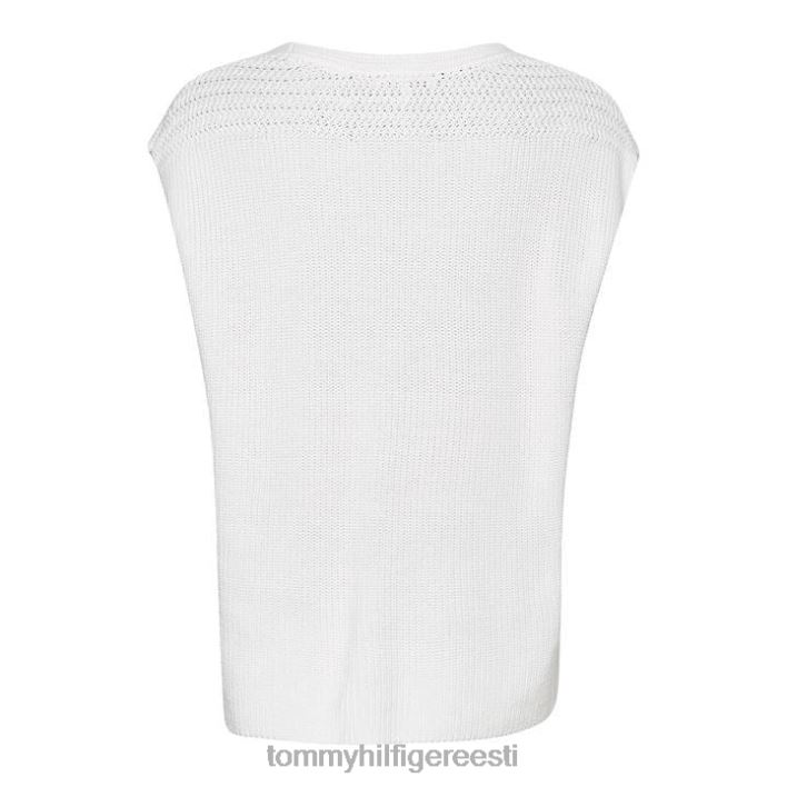 tekstuuriga v kaelusega kootud topp RJV6220082 ekru Tommy Hilfiger
