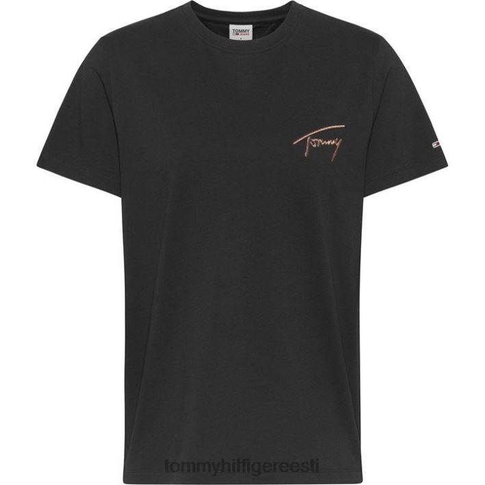 tommy signatuuriga T-särk RJV6220326 mustad voodid Tommy Hilfiger