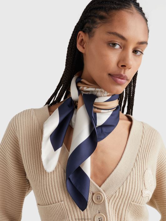 siidist ruudukujuline sall RJV62544 neutraalne/kõrbetaevas Tommy Hilfiger