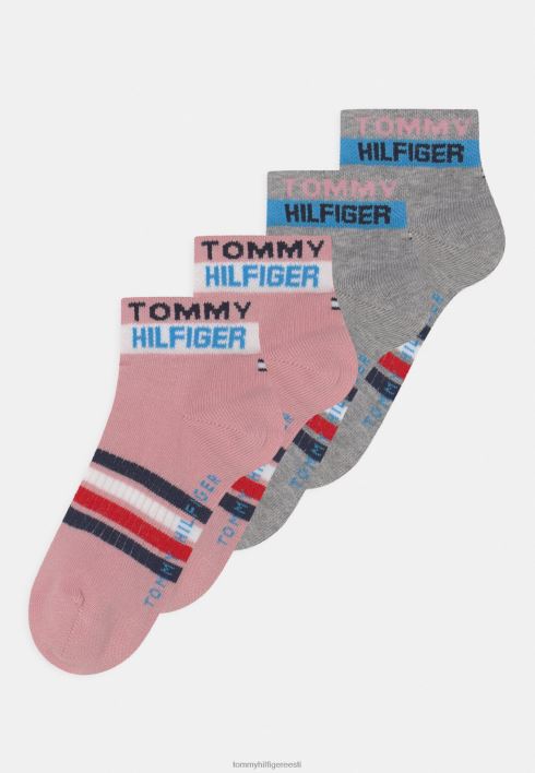 Kids Quarter logo lint 4 pakki sokid RJV628893 helehall melanž/roosa Tommy Hilfiger