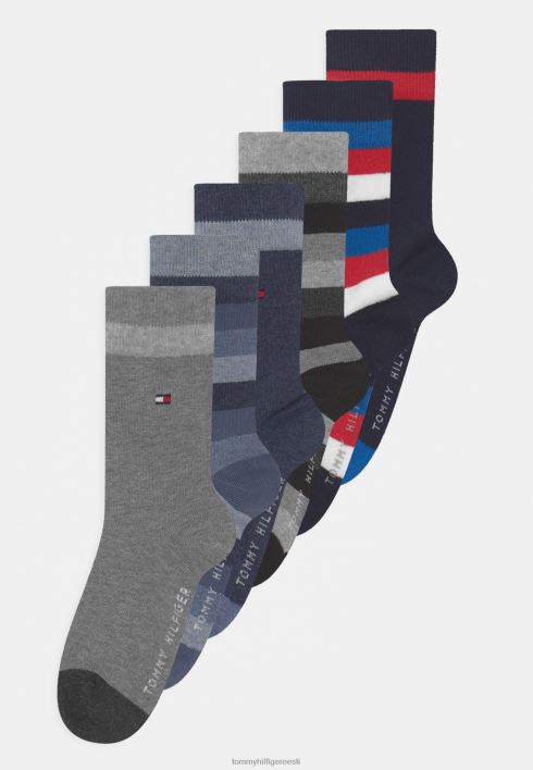 laste basic triibulised 6 pakki unisex sokid RJV627001 must/teksad/kesköösinine Tommy Hilfiger