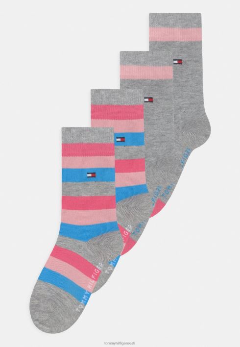 laste põhisokid 4 pakki RJV628904 roosa/helehall melanž Tommy Hilfiger