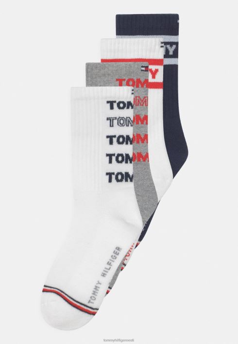 laste sport unisex 4-paki sokid RJV627128 valge/hall/merepunane Tommy Hilfiger