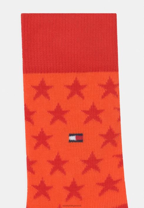 laste tähed ja triibud unisex 4 pakis sokid RJV627119 oranž/punane Tommy Hilfiger